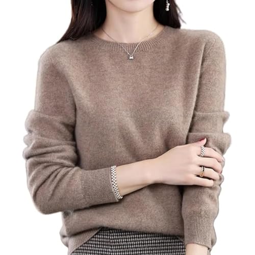 JIABAOZ Cashmere Sweaters for Women Cashmere Crew Neck Sweater Soft Long Sleeve Neck Knitted Pullover Sweater Warm Loose Ladies Winter Sweaters (Original Camel,XL) von JIABAOZ