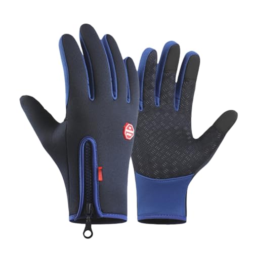 JIABAOZ Frostfit Thermo Handschuhe, Thermo Handschuhe Herren Frostfit, Wasserdicht Touchscreen Handschuhe, für Skifahren Radfahren Autofahren (L,Blue) von JIABAOZ