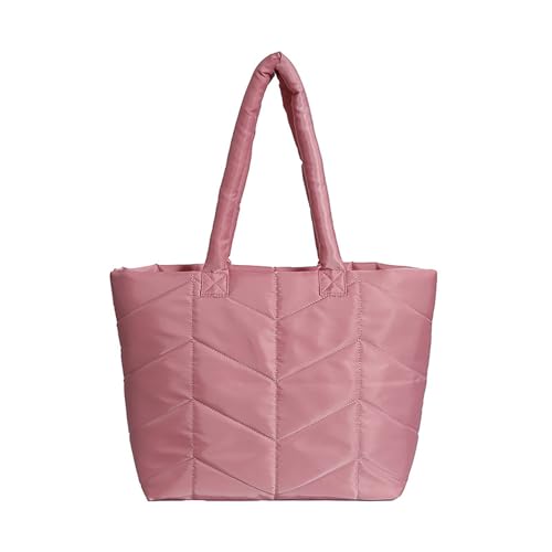 JIABAOZ Leichte Bauschige Tragetasche Gesteppte Umhängetasche Leicht Puffer Bag Leichte Reise Tragetasche Vielseitige Damenhandtasche (Pink) von JIABAOZ