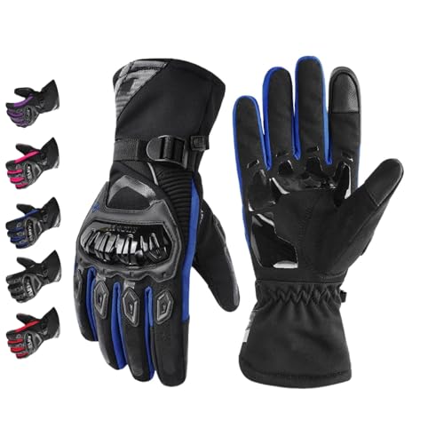 JIABAOZ Motorradhandschuhe, die isolierten wetterfesten Motorradhandschuhe, Winter-Motorrad-Handschuhe,Touchscreen-Motorrad-Winterhandschuhe, warme, trockene Handschuhe (Blue) von JIABAOZ