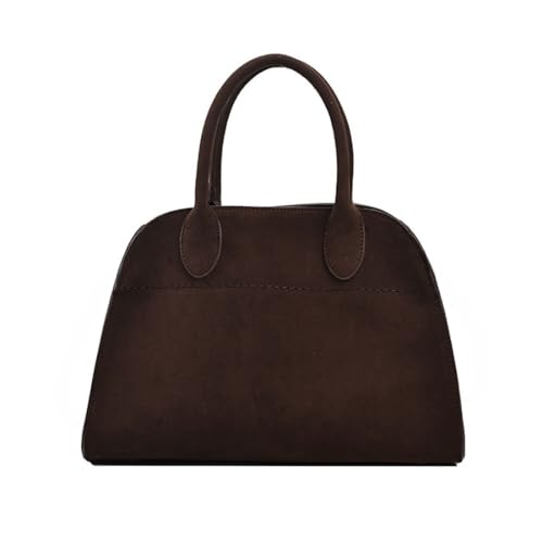 JIABAOZ Wildleder-Einkaufstasche für Damen, Vintage-Einkaufstasche für Frauen, Slouchy-Umhängetasche aus Wildlederimitat, Handtasche, Umhängetasche, modische Retro-Umhängetasche (L,Coffee) von JIABAOZ