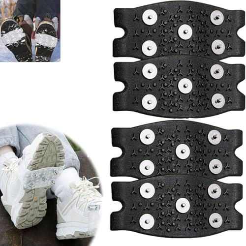 rutschfeste Schuhüberzüge mit Spikes aus Manganstahl, rutschfeste Schuhüberzüge mit Spikes aus Manganstahl Durchsichtig, Grödel für Wanderschuhe, Spikes für Schuhe Winter EIS (2PCS_Black) von JIABAOZ