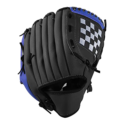 Baseball Handschuhe Sport Outdoor Baseball Glove Batting Handschuhe Verdickt Softball Handschuhe aus PU-Leder linken Sporthandschuh für Kleinkinder Kinder (Blau Schwarz, 10.5 inch) von JIAHG