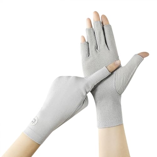 JIAHG Damen Fahrhandschuhe Sommer UV Sonnenschutz rutschfeste Touchscreen Handschuhe Outdoor Sunblock Handschuhe für Radfahren (Solid Grey) von JIAHG