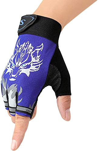 Jungen Halbfinger Handschuhe Fahrradhandschuhe Mädchen Fingerlos Fäustlinge Anti-Rutsch, Atmungsaktiv Sommer Gloves Sporthandschuhe Traininghandschuhe für Fahren Fitness Outdoor Motorrad von JIAHG