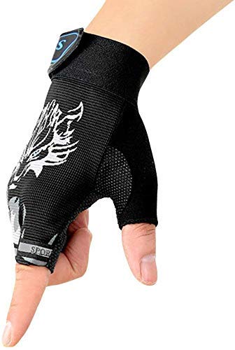 Jungen Halbfinger Handschuhe Fahrradhandschuhe Mädchen Fingerlos Fäustlinge Anti-Rutsch, Atmungsaktiv Sommer Gloves Sporthandschuhe Traininghandschuhe für Fahren Fitness Outdoor Motorrad von JIAHG