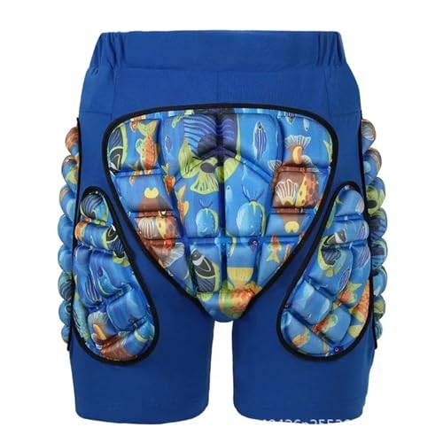 Aufprallschutz-Shorts Kinder Outdoor Sport Schutz Ski Skate Snowboard Shorts Skifahren Protektor Rollschuhlaufen Schützende Hüfte Gepolsterte Shorts Knieschoner Für Skiing, Eislauf(Blue,XXS 12.5-17.5k von JIAXINGSM