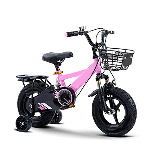 JIAYING Kinderfahrräder Mädchen und Jungen Kinderfahrrad Heavy Duty Kinder-Fahrrad Kinder Flottes Fahrrad mit Stützrädern und Durable Korb, höhenverstellbar, tragende 30kg-50kg von JIAYING