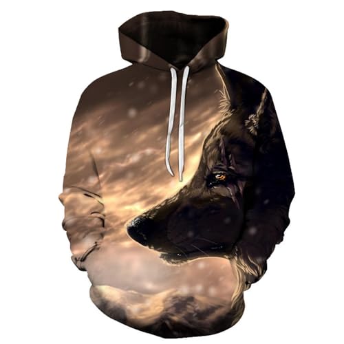 JIEDEDIAM Abstrakte Kunst Wolf Kopf Muster 3D Gedruckt Hoodie Sweatshirt Männer und Frauen Mode Streetwear Hip Hop Pullover Jacke von JIEDEDIAM