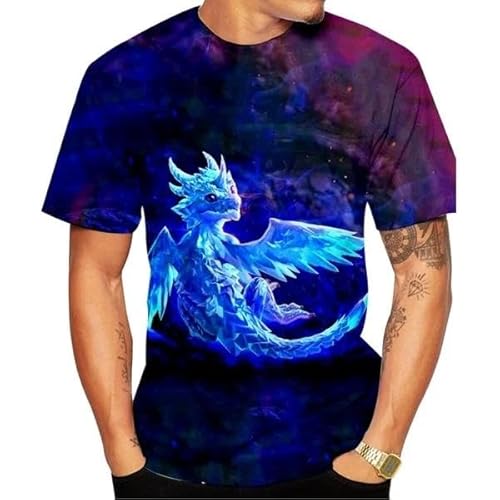 JIEDEDIAM Cartoon Dragon Herren 3D-gedrucktes T-Shirt Rundhals Kurzarm Sommer Mode Party Top von JIEDEDIAM