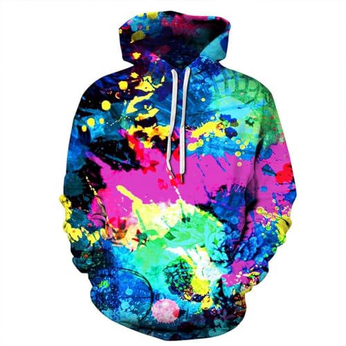 JIEDEDIAM Coole Bunte Kunst Graffiti Herren Hoodie 3D Druck Casual Hoodie Übergroße Kleidung Hip Hop Harajuku Hoodie von JIEDEDIAM