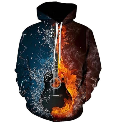 JIEDEDIAM Coole EIS und Feuer Kunst Gitarre Mode Männer 3D Gedruckt Herbst Sweatshirt Harajuku Straße Kleidung Lose Pullover Hoodie von JIEDEDIAM