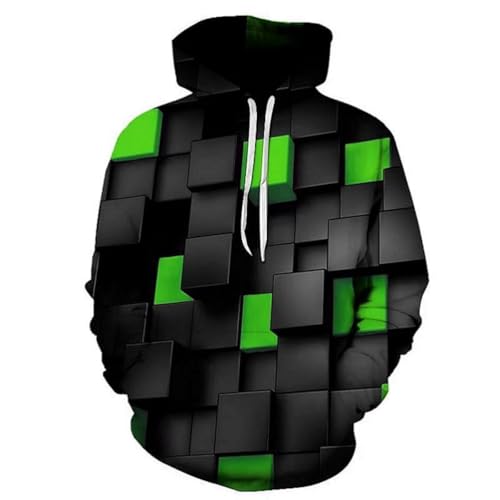 JIEDEDIAM Grün Schwarz Dreidimensionale Geometrische männer Hoodie 3D Druck Casual Hoodie Übergroße Kleidung Hip Hop Harajuku Hoodie von JIEDEDIAM