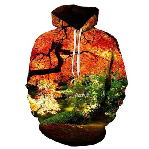 JIEDEDIAM Maple Leaf Landschaft Pflanze Baum Landschaft 3D Drucken Mit Kapuze Sweatshirt Männer Frauen Mode Lässig Hip Hop Harajuku Streetwear von JIEDEDIAM