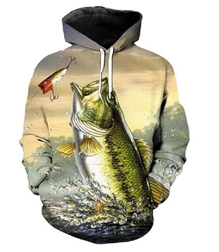 JIEDEDIAM Outdoor Angeln Angeln Muster Herren Hoodie 3D-gedrucktes Sweatshirt mit Kapuze übergroße modische Herbstkleidungsjacke von JIEDEDIAM