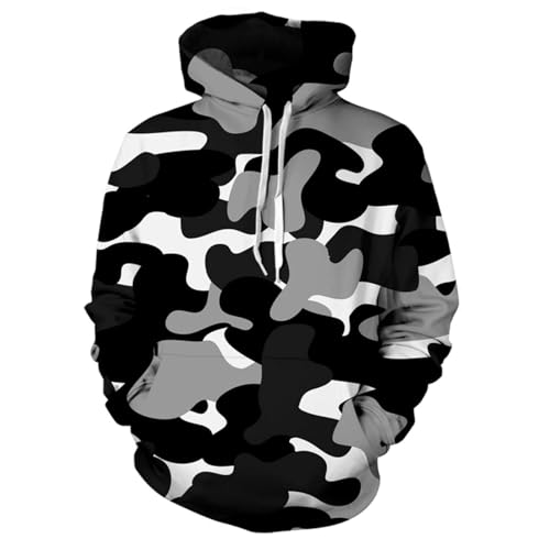 JIEDEDIAM Schwarzer und Grauer Camouflage-Kunstmuster-Kapuzenpullover 3D-Sweatshirt Herren/Damen Herbst- und Winterspaßmantel Herrenbekleidung Jacke von JIEDEDIAM