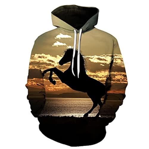 JIEDEDIAM Sonnenuntergang Seascape Tier Pferd 3D Gedruckt Hoodie Männer Frauen Mode Kinder Pullover Mädchen Jacke Pullover Kleidung von JIEDEDIAM