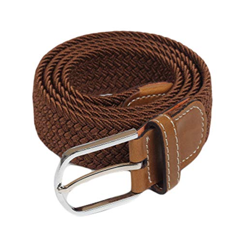 JIER Damen Elastischer Geflochtener Gürtel Gewebt Verstellbarer Stoffgürtel Gürtel mit Metall Schnalle Stretchgürtel Belt Taillengürtel Unisex (Braun) von JIER-Gürtel