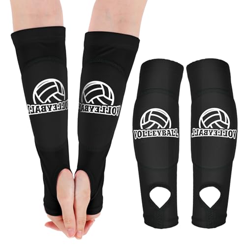 JIEYAO 1 Paar Volleyball Armschoner, Unterarmschoner mit Anti-Rutsch Schutzpolster und Daumenloch Elastische Volleyball Armmanschetten Unterarmschutz Arm Sleeves Zubehör für Armschutz Jugend Kinder von JIEYAO