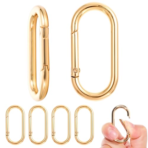 JIEYAO Oval Spring Karabinerhaken, 6 Stück Aluminium Karabiner Belastbarkeit Karabinerhaken Mini Carabiner Schlüsselanhänge Schnapphaken für Reisen Angeln Camping Wandern Hängematten Rucksack (Gold) JIEYAO Oval Spring Karabinerhaken, 6 Stück Aluminium Karabiner Belastbarkeit Karabinerhaken Mini Carabiner Schlüsselanhänge Schnapphaken für Reisen Angeln Camping Wandern Hängematten Rucksack (Gold) von JIEYAO