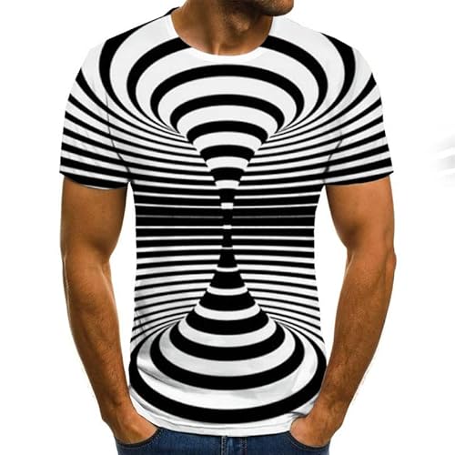 JIFENLI Herren 3D Druck T-Shirt Sommer 3D Dreidimensionaler Effekt Geometrisch Blau Kariert Unisex Bedrucktes T-Shirt Rundhals Kurzarm Herren Lockeres Elastisches Halbärmeliges Atmungsaktives Ober von JIFENLI