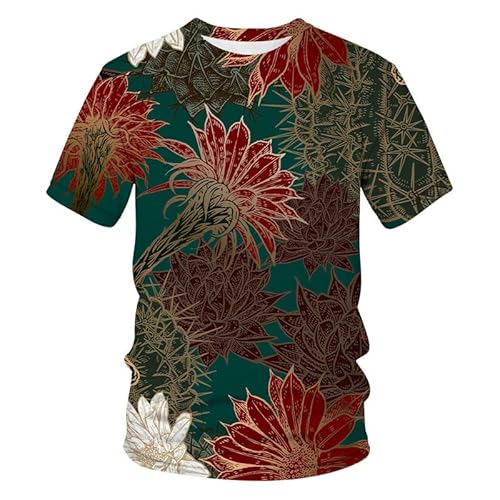 JIFENLI Herren 3D Druck T-Shirt Sommer-Ethno-Retro-Metallkette, Unisex, 3D-Digitaldruck-T-Shirt, Rundhalsausschnitt, Kurzärmeliges, Lockeres, Halbärmeliges, Elastisches Herren-T-Shirt-Oberteil von JIFENLI