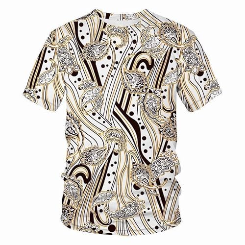 JIFENLI Herren 3D Druck T-Shirt Sommer Goldkette Blume Unisex 3D Digitaldruck T-Shirt Rundhals Kurzarm Lose Stretch Top Schnelltrocknendes Pullover Sweatshirt von JIFENLI