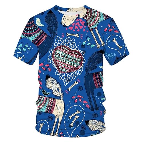 JIFENLI Herren 3D Druck T-Shirt Sommer Retro Blume Python Unisex 3D Gedruckt T-Shirt Rundhals Kurzarm Mode Lose Stretch Halbarm Top Schnell Trocknend Plus Größe von JIFENLI