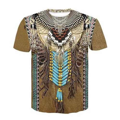 JIFENLI Herren 3D Druck T-Shirt Sommer Retro Tribal Kleidung Gefälschte Zweiteilige T-Shirt Unisex 3D Gedruckt T-Shirt Rundhals Kurzarm Lose Elastische Halbarm Casual Atmungsaktive Top von JIFENLI