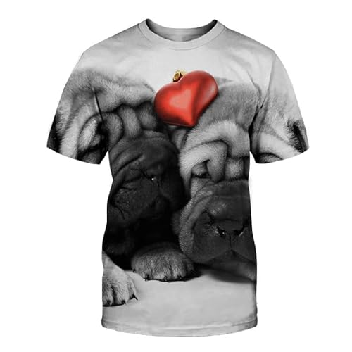 JIFENLI Herren 3D Druck T-Shirt Sommer Tier Hund West Highland White Terrier Teddy Unisex 3D-Gedrucktes T-Shirt Rundhals Herren Kurzarm Loose Stretch Halbarm Top von JIFENLI