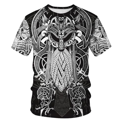 JIFENLI Herren 3D Druck T-Shirt Sommer-Totenkopf-Fälschung, Zweiteilige Jacke, Unisex, 3D-Gedrucktes T-Shirt, Rundhalsausschnitt, Kurzärmeliges, Lockeres, Halbärmeliges, Elastisches T-Shirt-Ober von JIFENLI