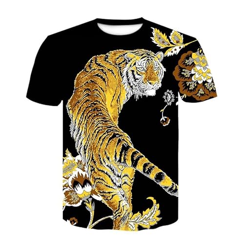 JIFENLI Herren 3D Druck T-Shirt Sommer Wolf Tiger Unisex 3D Digital Bedrucktes T-Shirt Rundhals Herren Kurzarm Lose Atmungsaktives Strecken Spitze Sweatshirt von JIFENLI