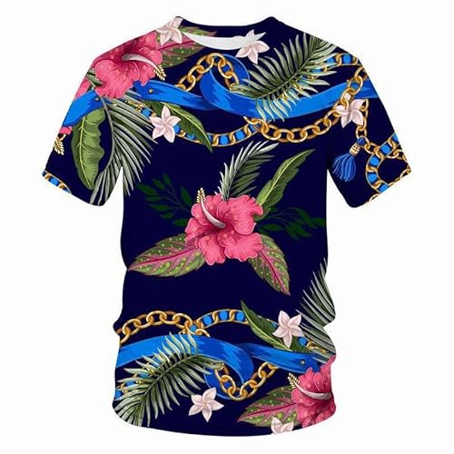 JIFENLI Herren 3D Druck T-Shirt Sommerkette Unisex 3D-Digitaldruck-T-Shirt Rundhals-Kurzarm-Loses, Elastisches, Atmungsaktives Oberteil von JIFENLI