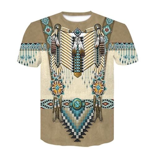 JIFENLI Herren 3D Druck T-Shirt Summer Indian Department Gefälschtes Zweiteiliges Unisex-3D-Bedrucktes T-Shirt Mit Rundhalsausschnitt, Kurzen Ärmeln, Lockeres T-Shirt Für Herren, Elastisches Obe von JIFENLI