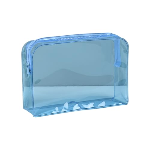 Transparente Reise-Kulturbeutel, transparente Make-up-Tasche, Kosmetik-Organizer, Kosmetiktasche, Reisetasche, mit Reißverschluss, für Damen und Mädchen, blau, 18 x 12 x 5cm von JIHUOO