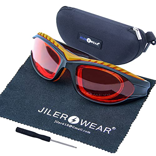 JILERWEAR 190-540nm Professionelle Schutzbrille für Violett/Blau/Grün Laser; Laserschutzbrille für 405nm, 445nm, 450nm,473nm, 532nm,540nm, Fashion Design von JILERWEAR
