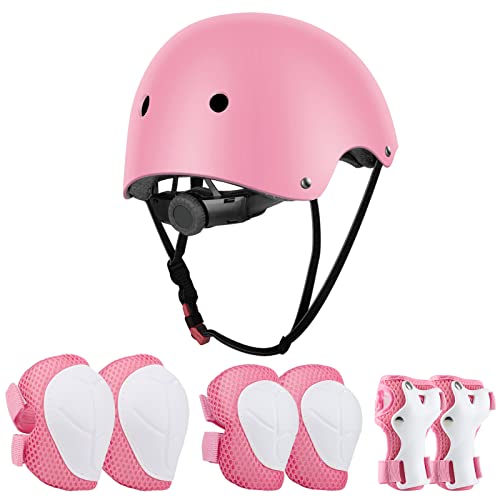 Jim's Store Schonerset Kinder Helm 7 in 1, Skatehelm Protektoren Kinder Knieschoner inliner Schutzausrüstung Set Für Skateboard Roller Fahren Scooter von Jim's Store