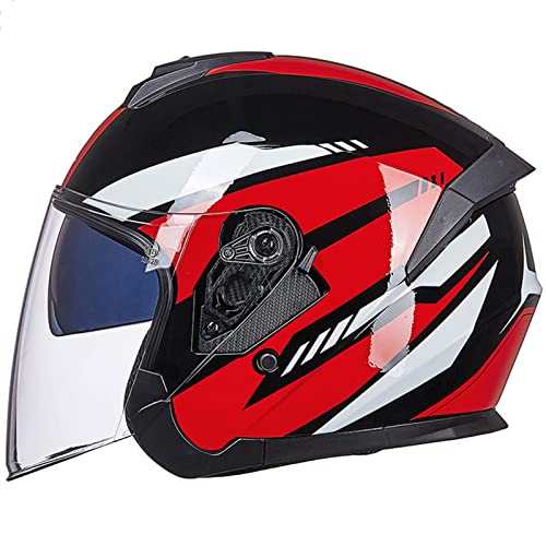 Erwachsene Jethelm Halbhelme Motorradhelm für Männer und Frauen Jet Helm ECE Genehmigt mit Sonnenblende Retro 3/4 Motocross Moped Motorrad Scooter A,L von JIN TONG