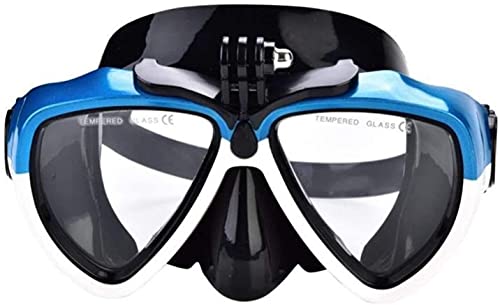 JINBONI Taucherbrille Tauchmasken Schnorchelmaske Unterwasser Anti-Fog Schwimmen Tauchbrille Brille mit Halterung für Action Sport Kamera, Blau von JINBONI