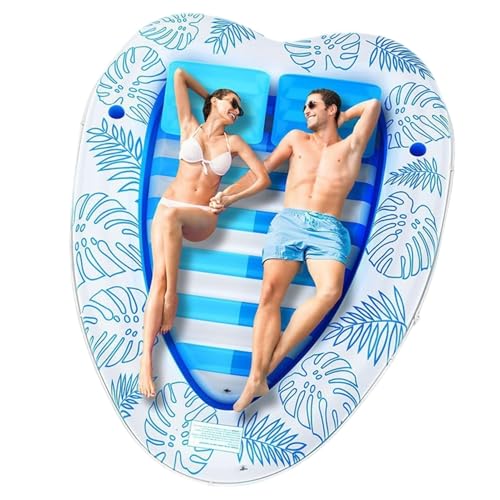 Poolschwimmer für Paare, Poolschwimmer für Paare für Erwachsene - Verdickte PVC-Poolliegen-Flöße mit Tasche, 2 Getränkehaltern,Aufblasbare Rückenlehne, langlebig, großer Schwimmkörper für Pool, Strand von JINGAN