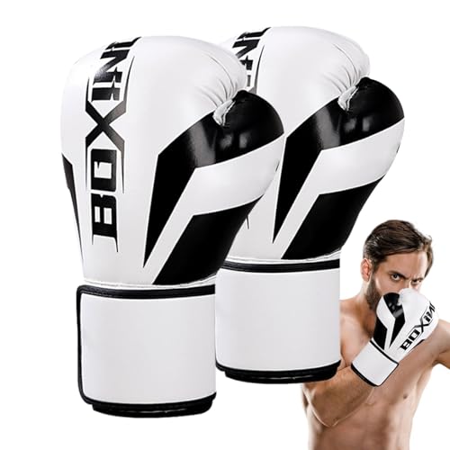 Schwere Boxhandschuhe, Kickboxhandschuhe – belüftete Handfläche, echtes Leder, schweres Boxen, verstellbare Riemen, Boxhandschuhe für Boxen, MMA, Muay Thai, Kickboxen von JINGAN