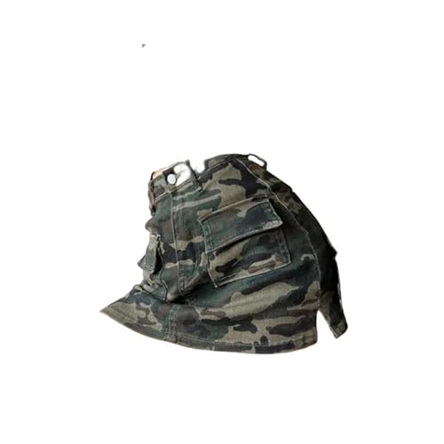 Damen Minirock Geteilt Split Denim Rock Frau Sommer Mit Taschen Camouflage Cargo Rock Frauen Retro Miniröcke-Armeegrün-XL von JINGBDO