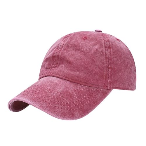 JINGBDO Baseball-Kappen Trendy Gewaschene Baseballmütze Outdoor Cowboy Entenzunge Mütze Do Alte Retro Sonne Hat Wied-Burgund von JINGBDO