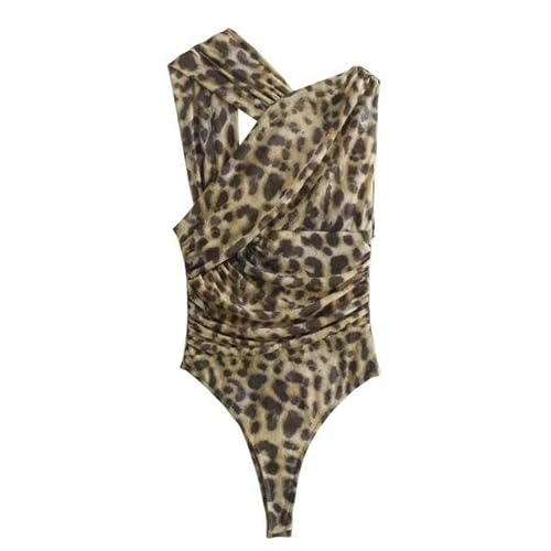 JINGBDO Damen Bademode Vintage Frauen Unregelmäßiger Leopardenkörperbund Damen Urlaub Schlanker Bodysuit Für Weibliche Kleidung-Leopard-M von JINGBDO