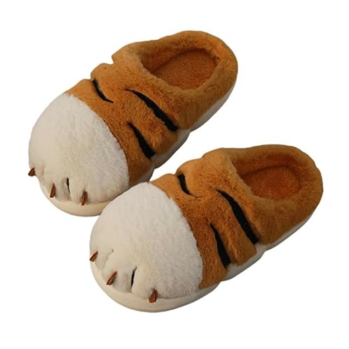 JINGBDO Herbst/Winter Hausschuhecartoon Plush Pantoffeln Für Zuhause Verwenden Sie Innen Warme Süße Hausschuhe Winter Dicke Bottom Plüschschuhe-Tigers Klaue-42-43 von JINGBDO