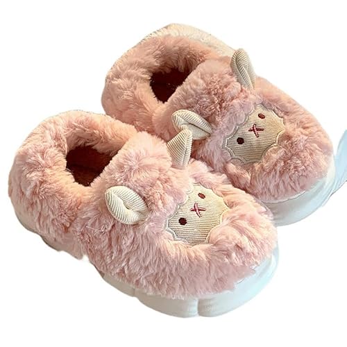 JINGBDO Herbst/Winter Hausschuhesüße Schaf Baumwollschuhe Ladies Herbst Und Winter Home Plush Paket Package Mit Rutschfesten Slipper-Rosa-39-40 von JINGBDO