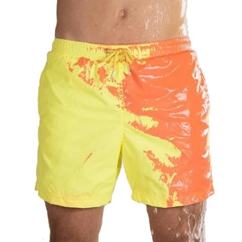 JINGBDO Herren Badeshorts Sommer Beach Shorts Sommer Männer Schwimmen Stämme Badekleidung Badeanzug Baden Kurzhose Coole Shorts-Gelb-S von JINGBDO