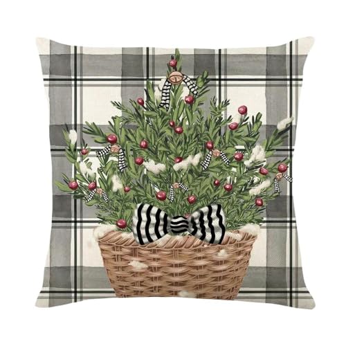 JINGBDO Kissenbezüge Winter Rentier Schneemann Gedrucktes Kissenabdeckung 45 × 45 cm Leinenkissenbedeckung Dekorative Wohnkultur Sofa Kissenabdeckung-40X40 cm-H3 von JINGBDO