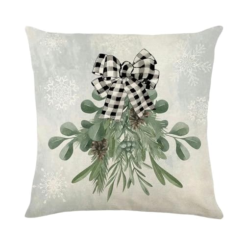 JINGBDO Kissenbezüge Winter Rentier Schneemann Gedrucktes Kissenabdeckung 45 × 45 cm Leinenkissenbedeckung Dekorative Wohnkultur Sofa Kissenabdeckung-45X45Cm-H20 von JINGBDO