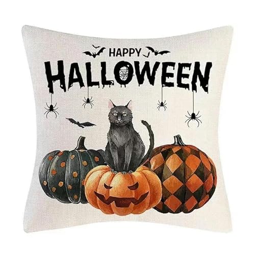 JINGBDO Kreativ Bedruckter Kissenbezug Herbstkissen Cover Trick Oder Behandeln Bauernhaus Dekor Home Throw -Kissenabdeckungen Für Couch Dekorationen-1Pc 45X45Cm-H10 von JINGBDO